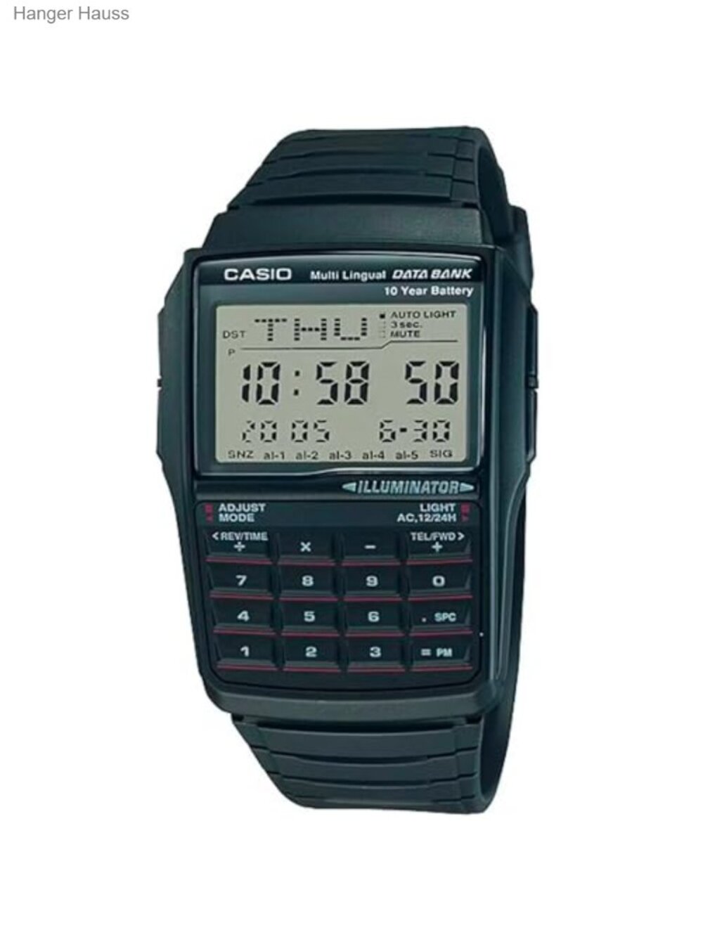 Vintage Men's Data Bank Digital Watch with Calculator, Dual Time, LED